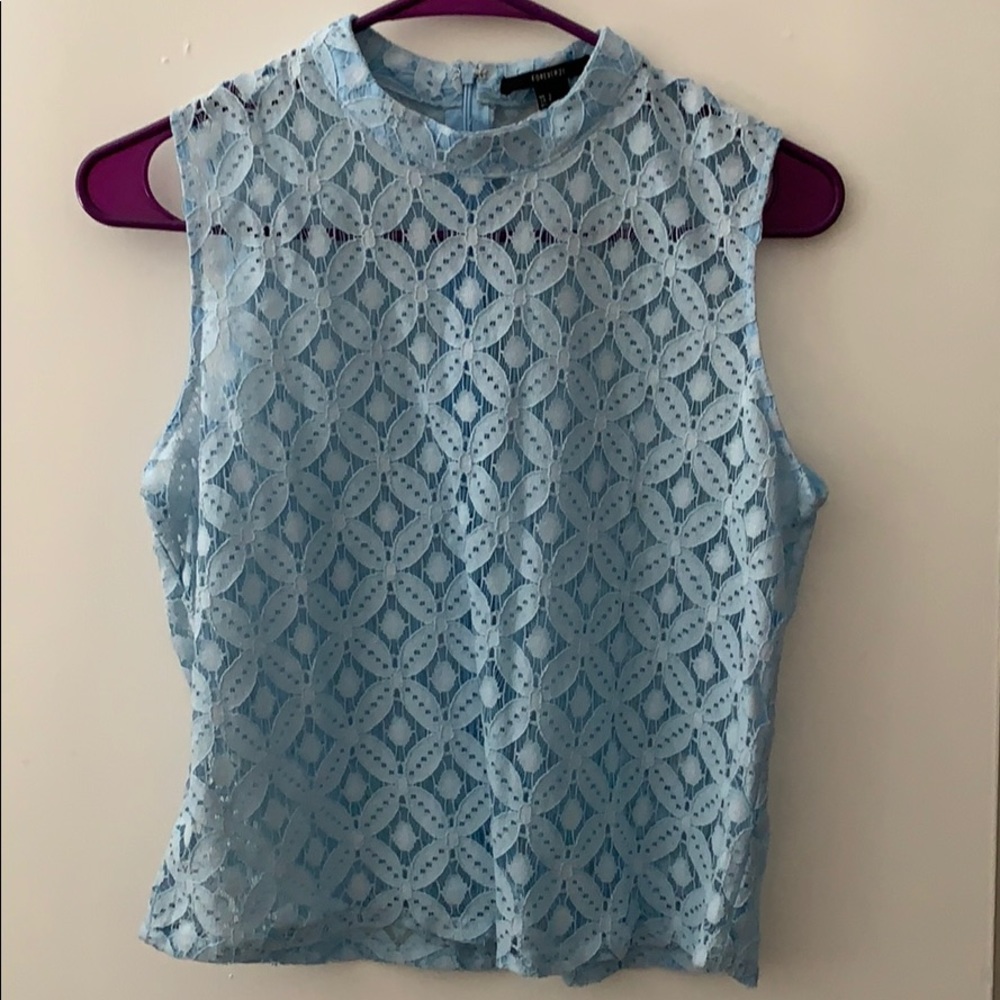 Forever 21 crochet sheer high neck top